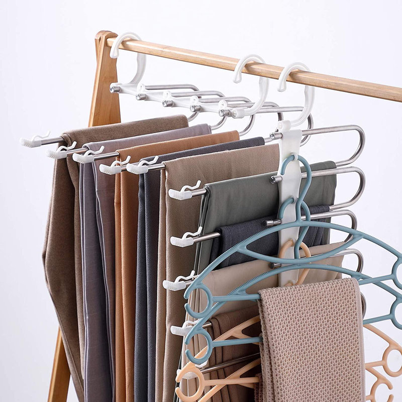 Rebrilliant Pants Hangers Space Saving,2 Pack 9 In 1 Multifunctional